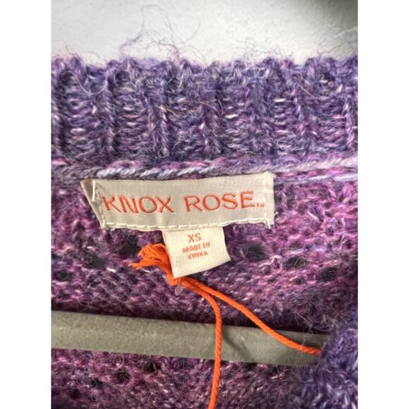 Knox Rose‎ Sweater Women's XS Purple Blue Marled Knit Crewneck Wool Blend - Picture 4 of 6